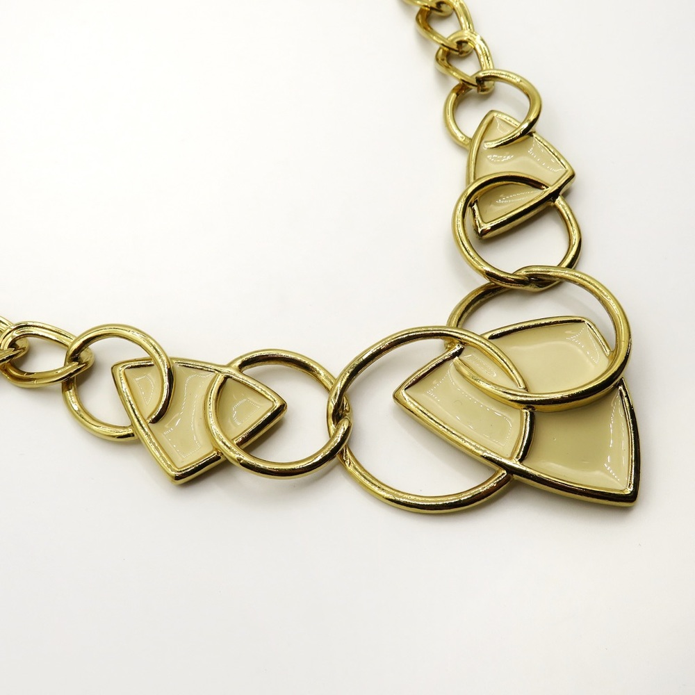 Kunio Matsumoto Trifari TM vintage gold tone enamel chunky necklace & bracelet - Picture 5 of 16